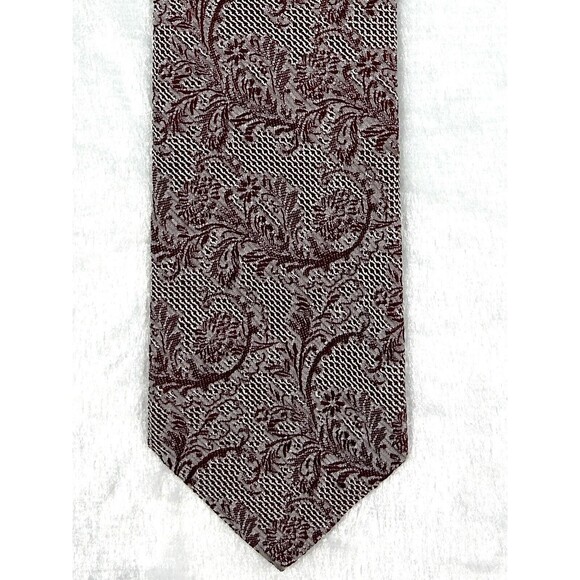 Ermenegildo Zegna Burgundy Floral Jacquard Neck Tie 60” x 3.5” - Picture 1 of 5